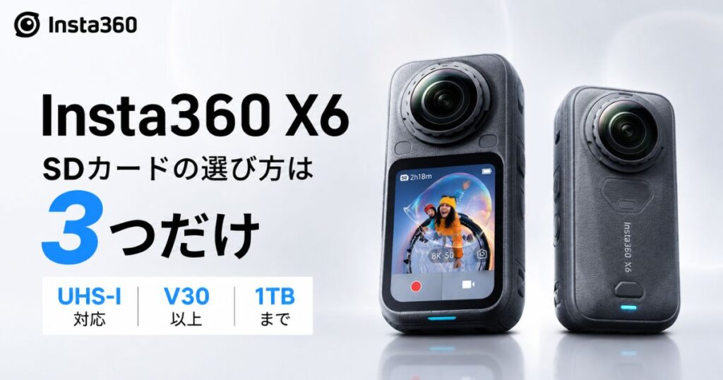 Insta360 X6のSDカードおすすめは256GB！microSDの容量別撮影時間と最大容量1TB