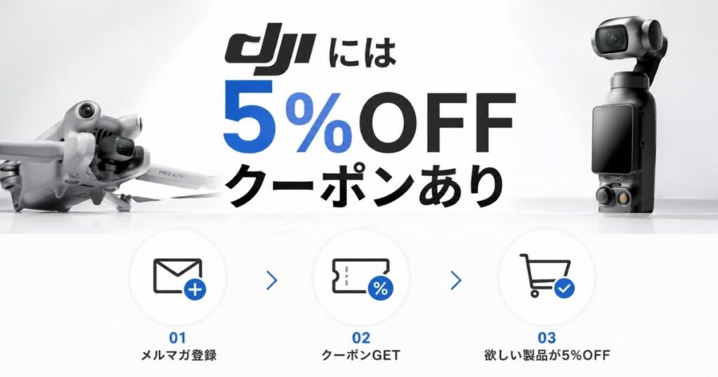 DJIにはメルマガ登録でもらえる5%OFFクーポンがある